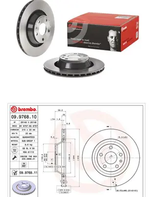 BREMBO 09.9768.11 Fren Dıskı Audı Tt 8J0615601A 54606PRO 9976810 BS8948 562706BC 997681X 360406075101 25148 A1049V 8DD355113981