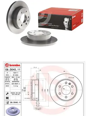 BREMBO 08.D045.11 Fren Dıskı Arka  Mercedes W907-W910 Sprınter  A9104230200 400554620 BBD6229S 313398 A910423020007 PCD17542 9104230300 56011 LVBD2039 355131841