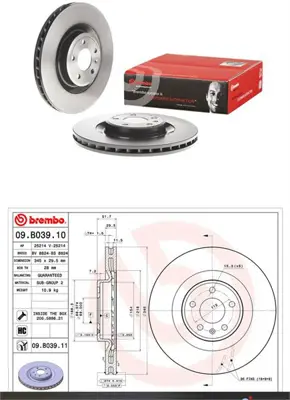 BREMBO 09.B039.11 On Fren Dıskı-345x29,5 5×112 Audı A4 08-12  A5 08-11  Q5 09-12 8K0615301M 6060145 MDC2002 9B03911 735253 986479590 92160205 429102 8K0615301E 6111110