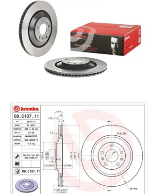BREMBO 09.C137.11 Fren Dıskı X2 Audı A8 Rr 3D0615601 92177005 92177003 54770PRO 8DD355115461 3D0615601C BG4292 9C13711 DF4902S BDR244120