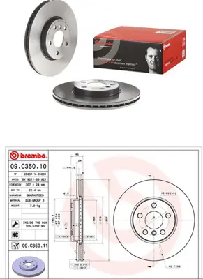 BREMBO 09.C350.11 Fren Dıskı On F39/F40/F45/F48/F54/F55/F56/F57/F60/F66/U06/U10/U11/U25 34116799351 2015118 RAD1617C 424260 DDF2637C 563267JC 6799351 B2076V 150292952 AND6980