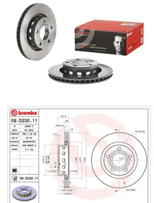 BREMBO 09.D230.11 Arka Fren Dıskı Uv Kaplamalı Vw Passat 4.0  Audı A6 4.2 DDF2151C 4B3615601 MDC1921 25694V DF4352 43869 BG4057 BV9304 54768 100333720