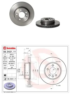 BREMBO 09.D421.11 Fren Dıskı On  Vw Crafter 17- 2N0615301A 6211710 107721 BG9266C 355125561 18622 PBD8776 8DD355125561 BBD6185S 65508030000