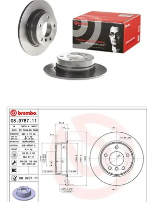 BREMBO 08.9787.11 Fren Dıskı Arka Kaplamalı Bmw E81-E87 116ı 118d 118ı 34216855001 B1G21003141 MBD1931 54329PRO 3155230048 197339 34216764647 BD1085 410314 BN0194