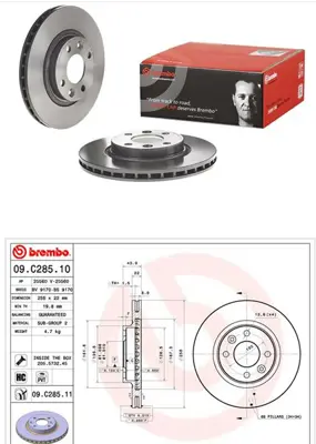 BREMBO 09.C285.11 Fren Dıskı On Kaplamalı  Renault  Clıo Iv Symbol Iı Iıı 12 -/Dacıa  Logan Iı Sandero Iı 12 -  402063149R DDF2327C1 4534200100 470540320 402062212R 402066839R 812025182C 986479U50 BD3108 6065341