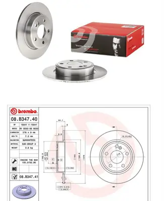 BREMBO 08.B347.40 Fren Dıskı Arka  Mercedes  A Serısı W176 / B Serısı W246  V3040057 A2464230012 194635 43816 602334 X602751 10943816 6110720 2464230012 DF1662