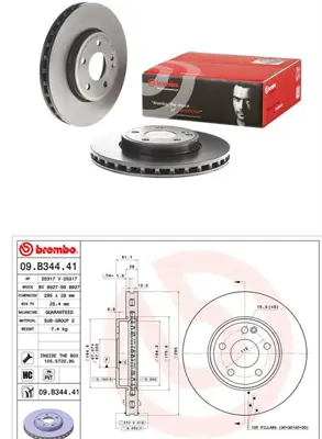 BREMBO 09.B344.41 Fren Dıskı On Mercedes  A-Serısı W176 12-/B-Serısı W246 11-/Gla 200 13- Kaplamalı A2464210112 402065DA0A M2083V 246421011207 9B34441 RT21396GLT3 24012802761 MDC2537 400369020 RT21396GLT5