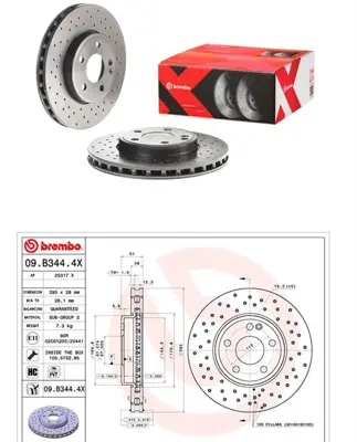 BREMBO 09.B344.4X Fren Dıskı On Mercedes  A-Serısı W176 12-/B-Serısı W246 11-/Gla 200 13- Delıklı A2464210112 402065DA0A M2083V 246421011207 9B34441 RT21396GLT3 24012802761 MDC2537 400369020 RT21396GLT5