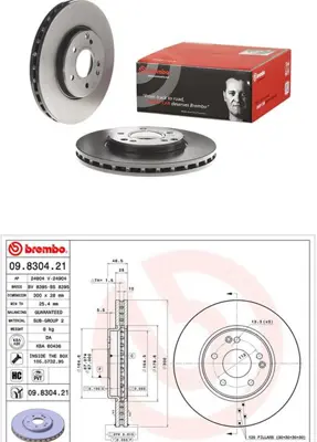 BREMBO 09.8304.21 Fren Dıskı On Mercedes W210 Komp. W203 C 280/320 A2034210512 FS081000 982001060 17017S 8DD355127561 9830420 DF733 1815313341 6028121 DDF1136