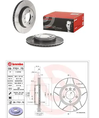 BREMBO 09.7701.75 Fren Dıskı  On Cızgılı Bmw E46  318/320/323/328 2001-2005 34116855152 BV8327 562090JC DF29515 34116794302 129515 92097200 371067 201540 BS5890
