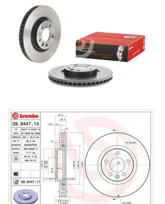 BREMBO 09.9447.11 On Fren Dıskı-333x32.5 5×120 Uv Kaplamalı Vw Transporter 03-10 7H0615301F 8DD355109671 7H0615301E CD7254V 600323100 10305447 1815204796 DI0959 BS8032HC NBD1290