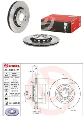BREMBO 09.9908.21 Fren Dıskı Arka Audı  A8 2002 - 2010 3D0615601E BG3869 DF6670 18152047126 6144710 186582 BDC5776 562514BC 9990821 4E0615601