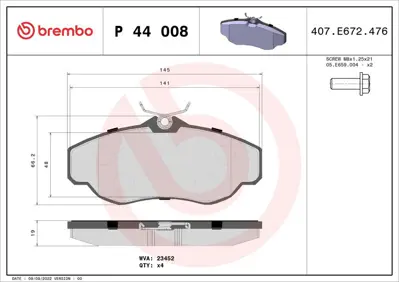 BREMBO P 44 008 Fren Balatası On Landrover Range Rover Dıscovery Iı /   2.5-4.0 V8-4.6-2.5 Tdı PAD904 SFP100480 2345201 STC3685 FBP0084 NP2644 EDP0785 BBP1429 AC646981D GDB1156