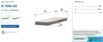 FILTRON K1206-2X Polen Fıltresı Mercedes K1206-2x