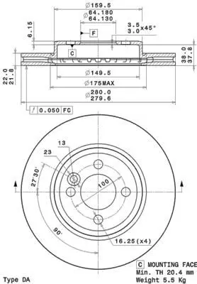 BREMBO 09.A761.11 Fren Dıskı On R55/R56/R57/R58/R59 34116858651 RT20855HPGLT5 92157900 9A76110 9A7611X 150344420 8DD355113752 6774985 197074 DDF16171
