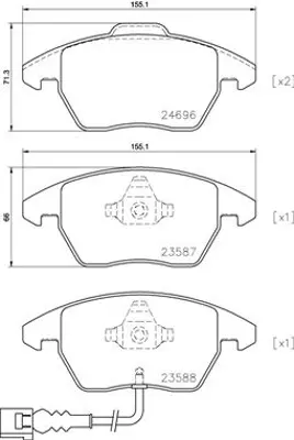 BREMBO P 85 146X On Fren Balatası-Kablolu-  vw Caddy 04-15  golf 04-14  passat 06-11  polo 10-  audı A3 04-13  seat Leon 06-13 3C0698151C 341233 235870070110 3C0698151D P85105N AN4306WK BA2195 13046071842 1K0698151C 573128JAS