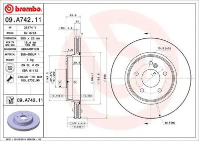 BREMBO 09.A742.11 Fren Dıskı Arka Uv Coated Mercedes W203 DF4355 A2104230812 1244230812 23210 400364520 92137203 986479653 610506C 57523 BS7260B