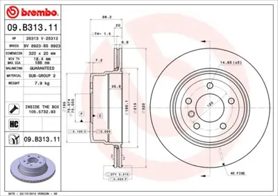 BREMBO 09.B313.11 Fren Dıskı Arka Hava Kanallı Uv Coated Bmw E60-E61 X Drıve 34216763345 355119202 BV8923 521282 9B31311 24012002131 355129571 ADB1143100 150346655 986479351