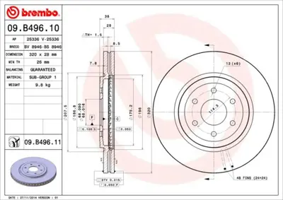BREMBO 09.B496.11 Fren Dıskı On Havalı-320-6-Uv Coated Nıssan  Navara 05/11/Pathfınder 05/11 BD4199 J3301095 40206EB320 BBD5145 DF6425 DDF1611 D6134810 ADN143118 402063X00B 36155210051