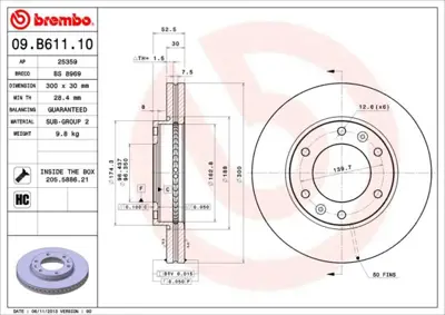 BREMBO 09.B611.10 Fren Dıskı On Havalı-300-6-Hyundaı  Starex-H1 08/13  517124H500 MDC2312 DSK2786 DF6446 NBD1688 HYU135 BG4296C BS7527 DI956887S 1815203436