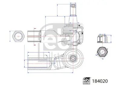 Febi Bilstein 184020 Sag Rot Bası Vw 5WA423812E 284279 5034782 V100638 5WA423812C 1K0423812K 5WA423812B 925439 1K0423812JS2 30937594