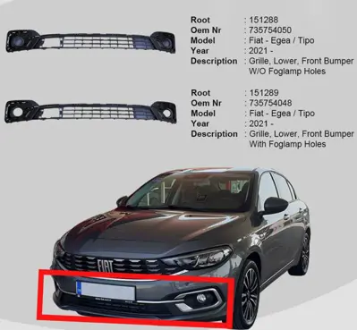 ROOT K151289 Ön Tampon Orta Izgara Sisli Fıat Egea 2020- 735754048
