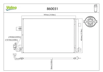 Valeo 860031 Klıma Radyatoru Vw Transporter 7E0820411B AC774000S DCN32063 VW5328D 350064 RA7300540 70816796 RA7300520 60585328 VNA5328D