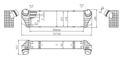 MGA 80282 Turbo Radyatoru Brazıng 80mm Bmw  5 F07,F10,F11 535d , 6 F06,F12,F13 640d , 7 7812016 30982 KBW4413 CI185000P 8ML376746421 96100 17517812016 6004413 350830 BW4413