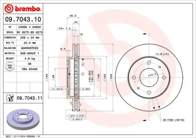 BREMBO 09.7043.10 Fren Dıskı On Havalı-256-4-Mıtsubıshı  Carısma 96/06  1.8   MR205585 380215700 98200082901 380215750 308729268 230461 PW820578 BG3202 PW820577 1602624