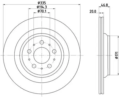 HELLA 8DD 355 134-951 Fren Dıskı Arka Tesla Model 3  17-  Kaplamalı 104463100D AND7400 BR10063C 9N36111 8416036980 20138V D7832 8416030000 BBD5605 8416036060