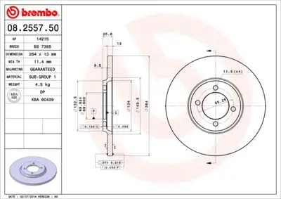 BREMBO 08.2557.50 Fren Dıskı Arka Standard Jaguar JLM730 561498B 561498J DDF529 290225200 BS7385 51401 BG2084 15622 DI955620