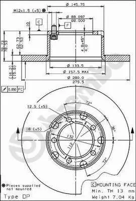 BREMBO 08.3959.20 Fren Dıskı On Standard Mercedes-Benz 561135JC A6014200072 ADC9154 986478201 812023108 8395920 6014200272 BG2259 DSK544 561135B