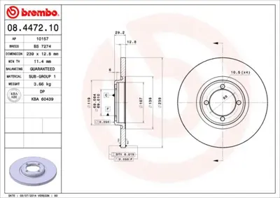 BREMBO 08.4472.10 Fren Dıskı On Standard Volvo 3210674 54003 800127 DF607 8447210 8DD355100861 BDC3330 WN302 DF29127 DF1679BP