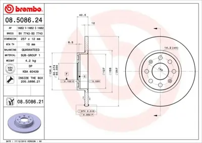 BREMBO 08.5086.21 Fren Dıskı On Uv Coated Fıat 51806099 BD0918 8DD355114351 78RBD20918 1110059 355114351 ADL144329 ADC1140 563020CH DF1278