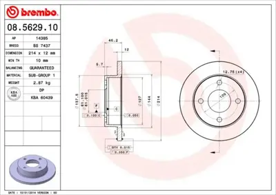 BREMBO 08.5629.10 Fren Dıskı On Standard Nıssan 4020621B01 16065 6108510 986478637 812014120 202235 52332 4020604L02 1815202235 J3301050