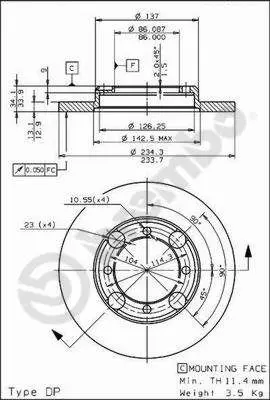 BREMBO 08.7072.10 Fren Dıskı On Standard Mıtsubıshı MB618736 LP736 RB0875 2165015004 FBP1596 BBP1521 36772 PA528AF MR389509 4465B4020
