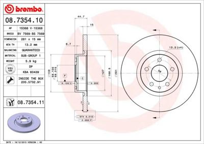 BREMBO 08.7354.11 Fren Dıskı On Uv Coated Alfa Romeo 60658567 415108 98084 BS4769B BG3420 33104421 353610022140 BDA166110 431602041190 360406010500