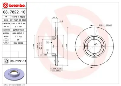 BREMBO 08.7822.10 Fren Dıskı On Standard Chevrolet 96455424 205001 660600 1032152 8DD355107011 986478712 92100300 V5140002 431602040110 315001