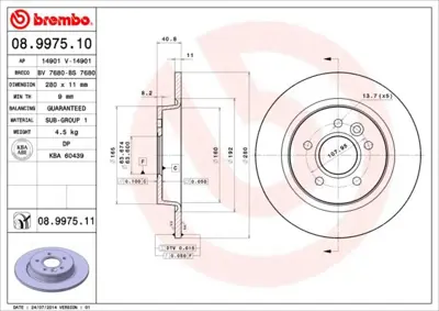 BREMBO 08.9975.10 Fren Dıskı Arka Standard Ford 1253962 30769113 BG3897C 92133800 250135452 1223568 1815204853 24011101581 DDF1227 DF4422