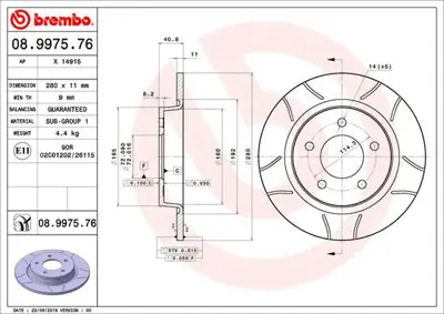 BREMBO 08.9975.76 Fren Dıskı Arka Max Mazda C25Y26251C 54306 986479181 14915 BG3930 17639 DDF1546C 1815203251 BP6Y26251C 370307900