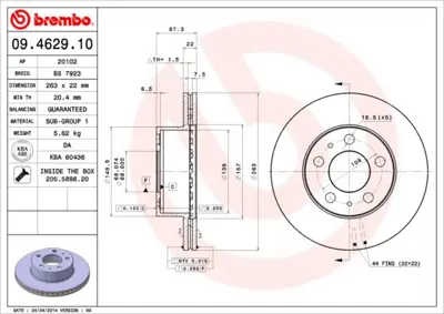 BREMBO 09.4629.10 Fren Dıskı On Standard Volvo 13591318 98200018601 DDF174 MDC543 6016871 186255 AC2302D 561185J DBA383 57250