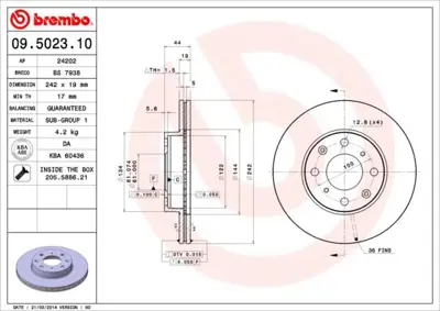 BREMBO 09.5023.10 Fren Dıskı On Standard Honda 45251SB2990 45251SB2782HS 45251SB2781 DDF3771 24011901061 45251SB2980 6019631 186431 BG2399 986AB5365