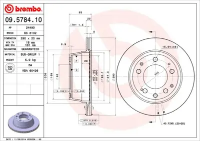 BREMBO 09.5784.10 Fren Dıskı Arka Standard Porsche 9578410 EBCD142 90135204114 BG2766 NBD153 24490 BS8132 561833B 15793 P2015V