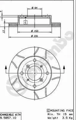 BREMBO 09.5857.75 Fren Dıskı On Max Subaru 5531180F02 639910 561650B 812069101 BBD5025 5531180F00 55311M72F00 540248500 5531180F03 MDC791