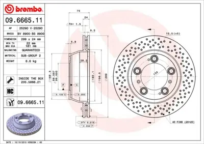 BREMBO 09.6665.11 Fren Dıskı Arka Uv Coated Porsche 99635240104 98635240301 1421192 BG4151 54767PRO 98735240300 NBD1624 6114610 92176710 304385