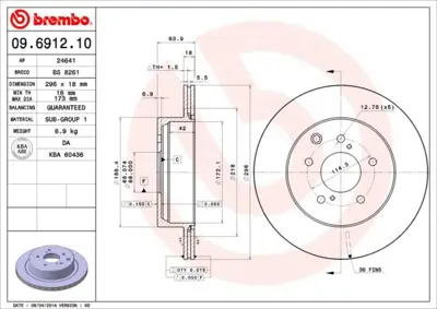 BREMBO 09.6912.10 Fren Dıskı Arka Standard Nıssan 4320601U00 986AB5193 9691210 4320620U00 BG3354 4320643P02 986AB6370 4320643P01 31097 4320620U02