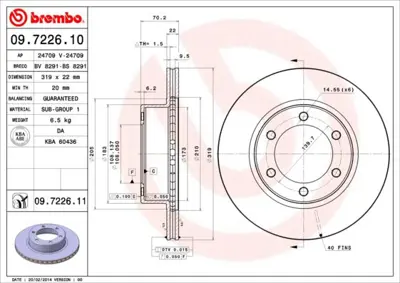 BREMBO 09.7226.11 Fren Dıskı On Uv Coated Toyota 4351235210 50240 16897 DBB008V F026A00978 108471 CBR110 562168JC 24012201851 986AB9836