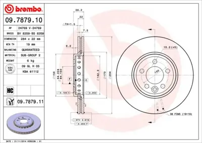 BREMBO 09.7879.11 Fren Dıskı On Uv Coated Mg SDB000880 50299PRO FBD1086 DDF1080CD 45155210008 562165J 10002710 AC2565D DF823 230643