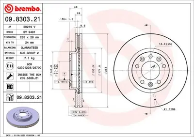 BREMBO 09.8303.21 Fren Dıskı On Uv Coated Opel 3554083 DF1457 DDF2641 562266JC 8DD355129261 BV8397 BDM715820 BDR215820 P1251V BDR111420