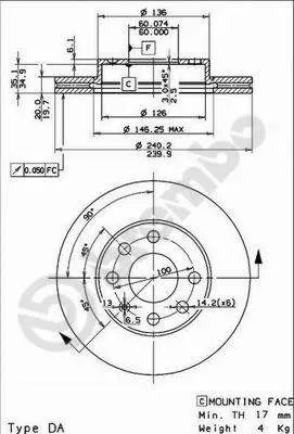 BREMBO 09.8635.75 Fren Dıskı On Max Opel 569021 313640 24012001741SETMS 562290J 430149420 FB843 V762 78BD90212 BAR20174 93182291